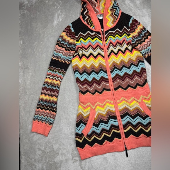 Missoni X Target Chevron Knit Long Sleeves Longline Full Zip Hoodie Jacket Large - Picture 5 of 16
